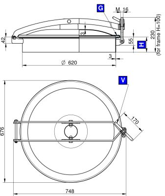 Búvónyílás felső kerek 620 mm kifelenyíló (T/600;T/601;T/602; T/600/B;T/601/B;T/602/B)